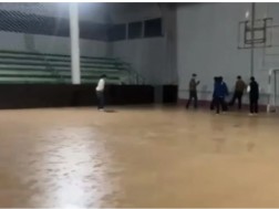 In Tsalenjikha, the newly rehabilitated sports hall was flooded