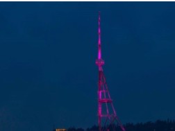 The mast of Tbilisi was lit up in pink - October is the international breast cancer awareness month