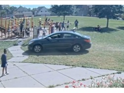 A 10-year-old child who stole a car and ran into the school playground was arrested in the USA