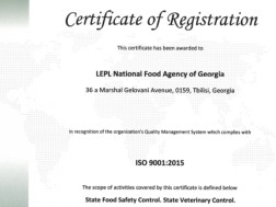 The National Food Agency was awarded the certificate of international standard management quality system in the field of veterinary medicine