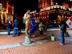 In Kutaisi and Batumi, several people protested the election results