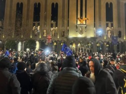 How the protest started on Rustaveli Avenue