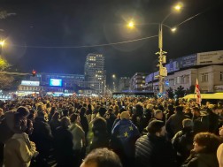 There is a physical confrontation between the law enforcement officers and the participants of the rally near the government house of Adjara