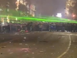 Protesters erected barricades on Rustaveli Avenue