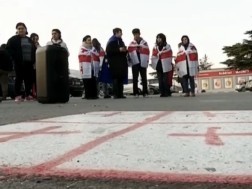 A protest action is taking place in Akhmeta