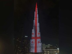 Burj Khalifa was lit in the colors of the flag of Georgia on signing an agreement on the implementation of a 6-billion investment in Georgia