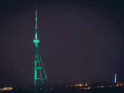 Tbilisi TV tower was lit up with emerald