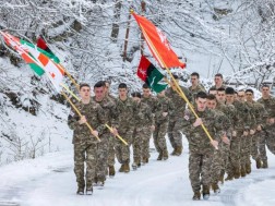 საბჭოთა ოკუპაციის კვირეულის ფარგლებში ეროვნული თავდაცვის აკადემიის იუნკერებმა სიმბოლური გარბენი მოაწყვეს