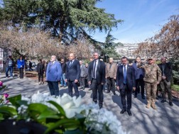 On the 32nd anniversary of the Battle of Gumisti, a memorial to the fallen heroes in the struggle for Georgia's unity was lined with a wreath