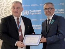 At the World Health Assembly, the General Director General of WHO has handed over to the Minister of Health to obtain the status of a free country from malaria