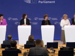 Katie Khutsishvili, Eka Gigauri and Nino Evgenidze held a press conference in the European Parliament with Rasa Yuknevichienes