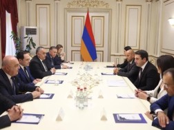 საქართველოს პარლამენტის დელეგაცია სომხეთის რესპუბლიკის ეროვნული ასამბლეის თავმჯდომარეს შეხვდა