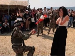The conscripts for an 8-month period took a military oath-after the ceremony one of the quantities asked for his chosen hand