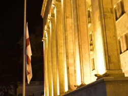 In honor of the memory of those killed in the August war, the Georgian state flag landed at the Parliament Palace