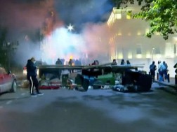 Law enforcers used tear gas against demonstrators on Tabukashvili Street