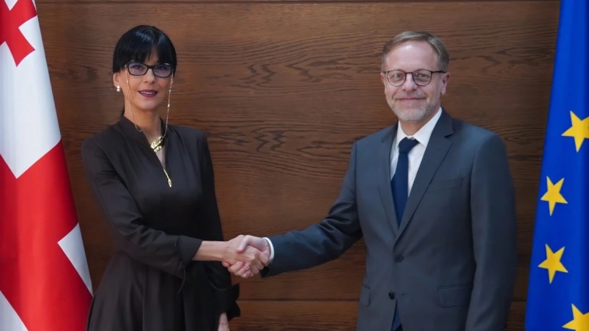 თეა ახვლედიანმა საქართველოში საფრანგეთის საგანგებო და სრულუფლებიან ელჩთან ოლივიე კურტოსთან გაცნობითი შეხვედრა გამართა
