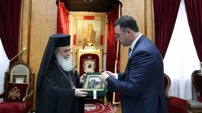 დავით სონღულაშვილი იერუსალიმის პატრიარქს შეხვდა